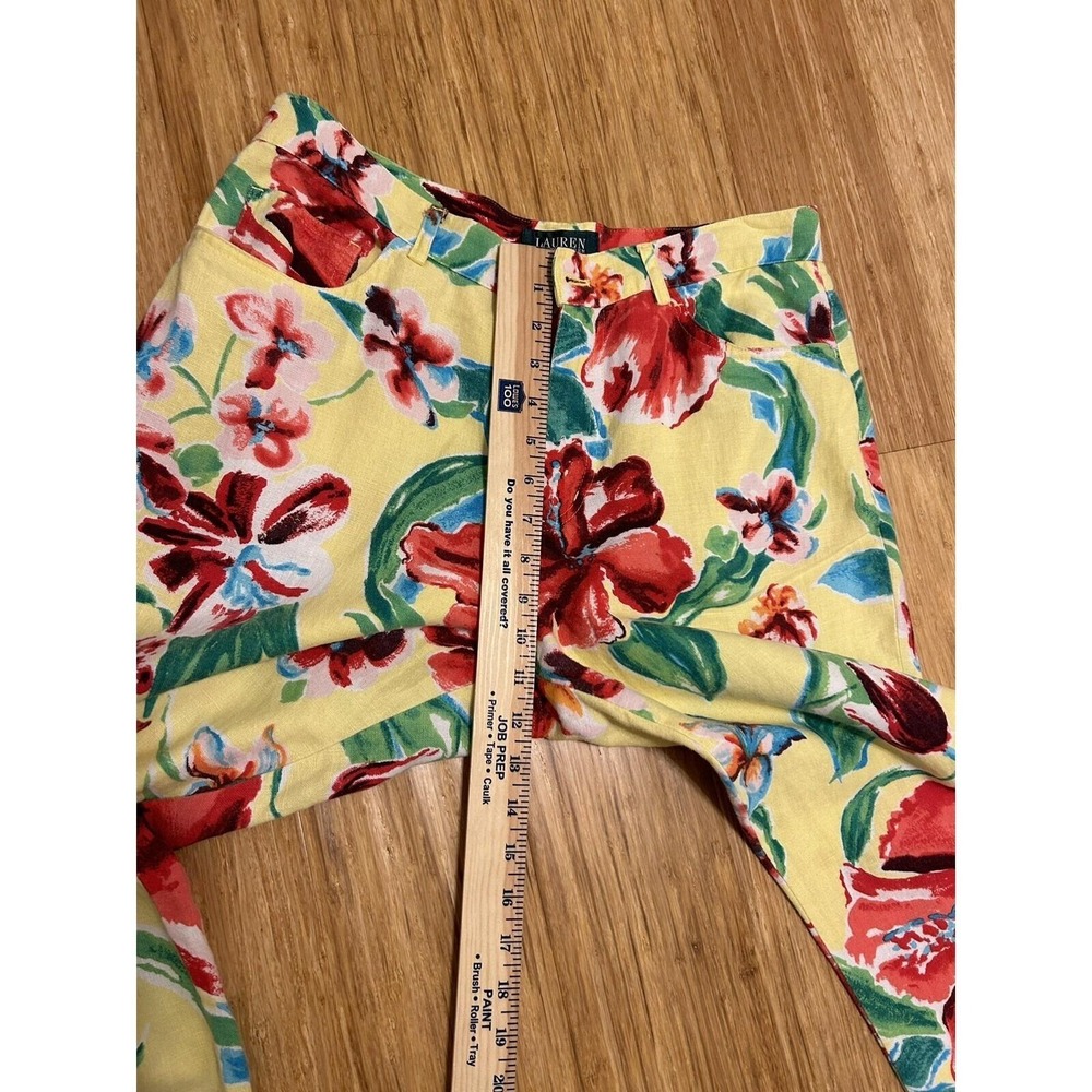 Lauren Ralph Lauren 12P vintage linen resort floral high waisted cropped pants - Picture 4 of 12